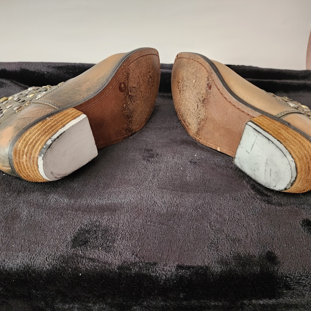 Embellished Leather Ankle Boots - Brown and Gray - Picture 5 of 9